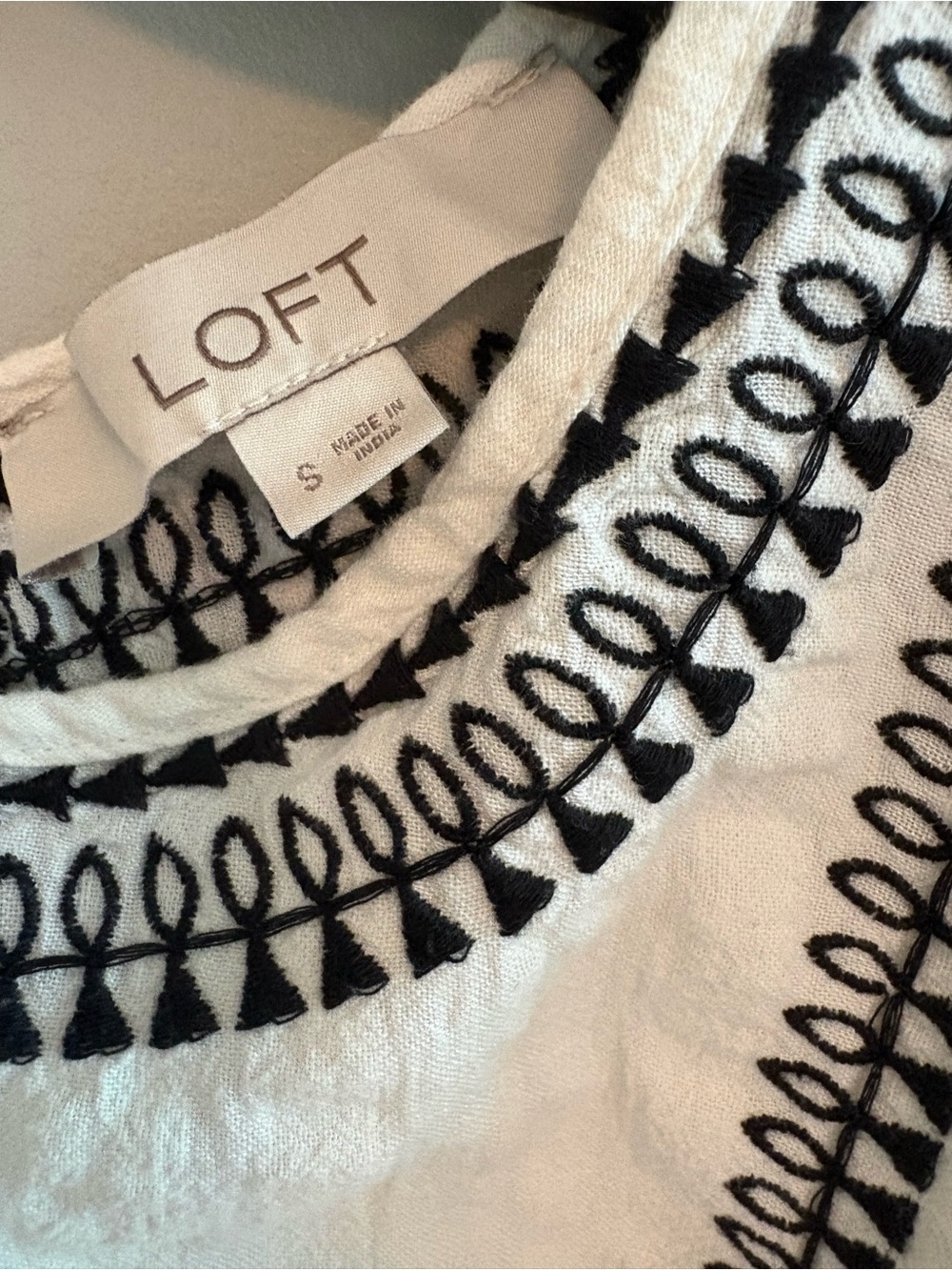 LOFT White Peplum Blouse with Black Trim - Picture 2 of 5